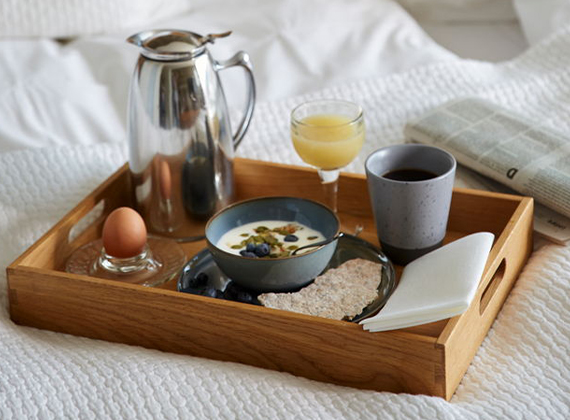 Hotel room service tray with linen feel napkin